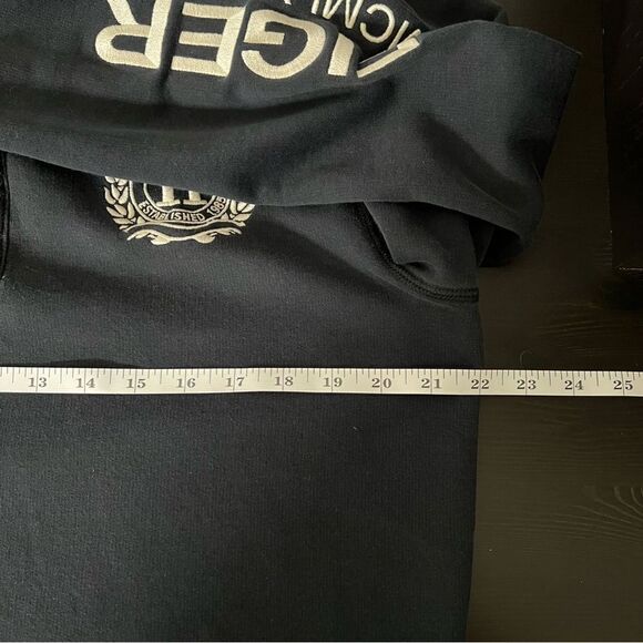 Tommy Hilfiger Sweater Pullover Mens Medium Black 1/4 Zip Snap Button Mock Neck - Picture 14 of 15